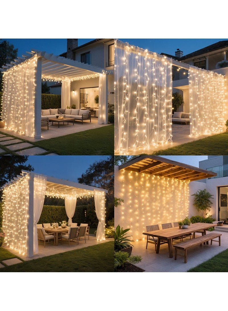ZAYO LED Curtain Lights Fairy Curtain Lights for Wedding Party, Festival & Home Decoration Hanging String Lights, LED Window Drape, Warm White-6X2 Meter - Image 4